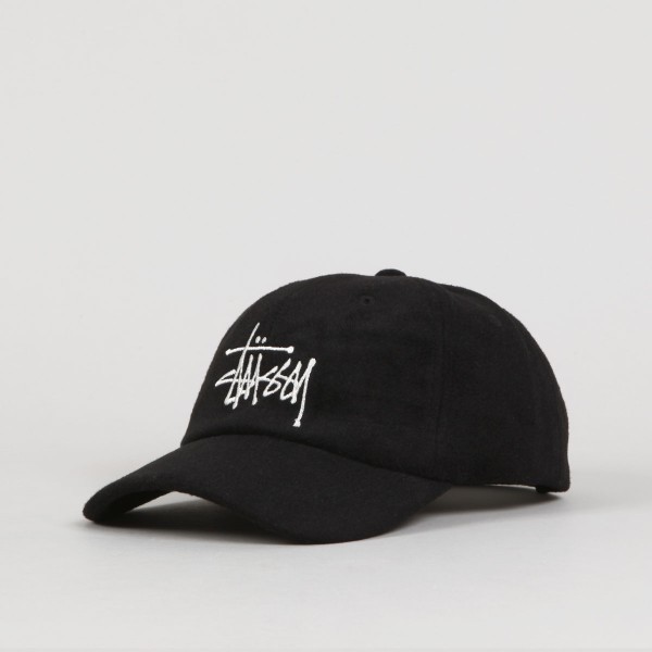 Stussy Fuzzy Big Logo Low Pro Cap Black - Skateboarding